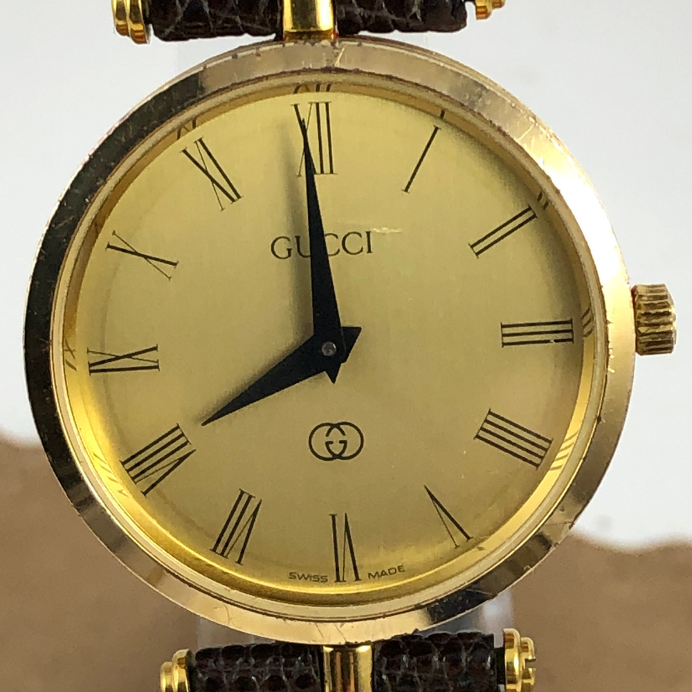 Vintage Swiss Made UNISEX Gucci 18KGP Gold Red & Green Stack Watch